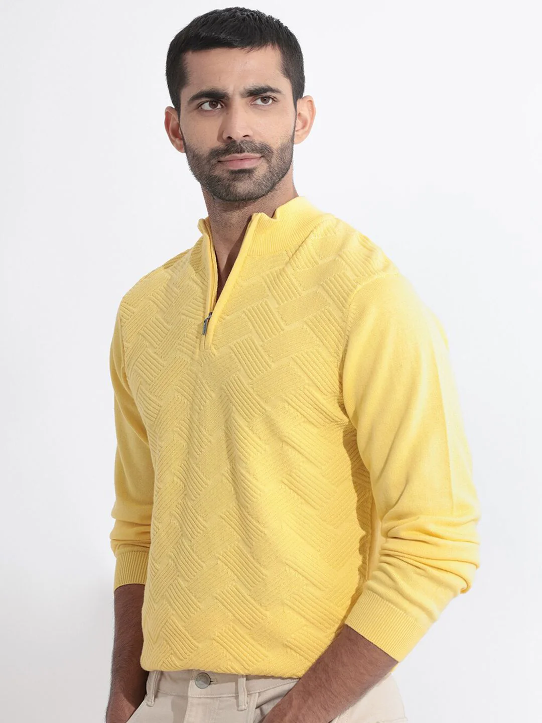 RARE RABBIT Men Troyo Solid Mock Collar Sweater - Image 4