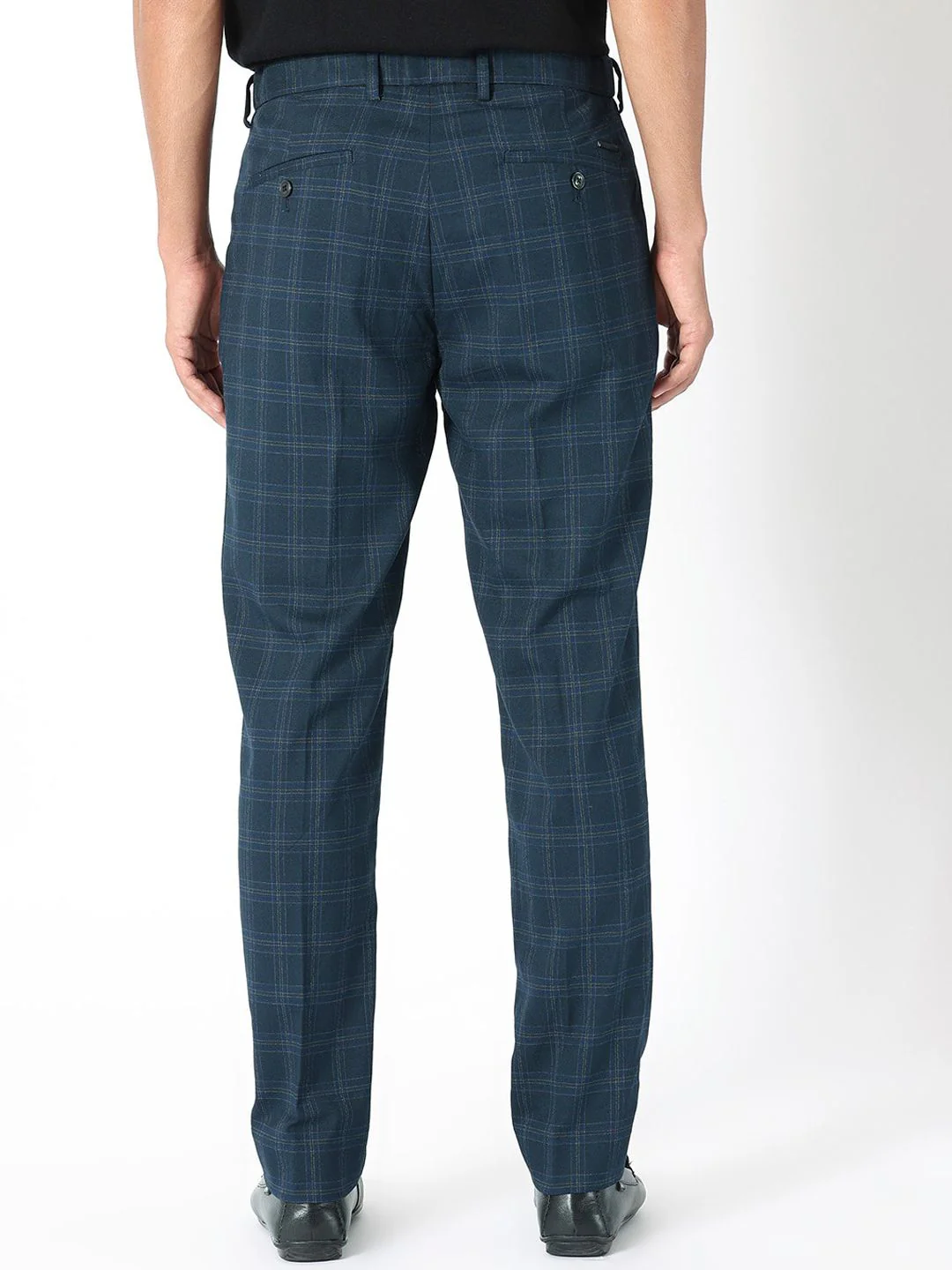 RARE RABBIT Men Twig Checked Slim Fit Mid-Rise Plain Trouser - Image 5