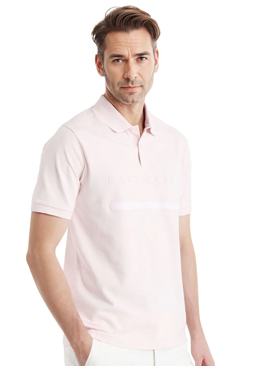 RARE RABBIT Men Typography Printed Polo Collar Cotton T-shirt - Image 3