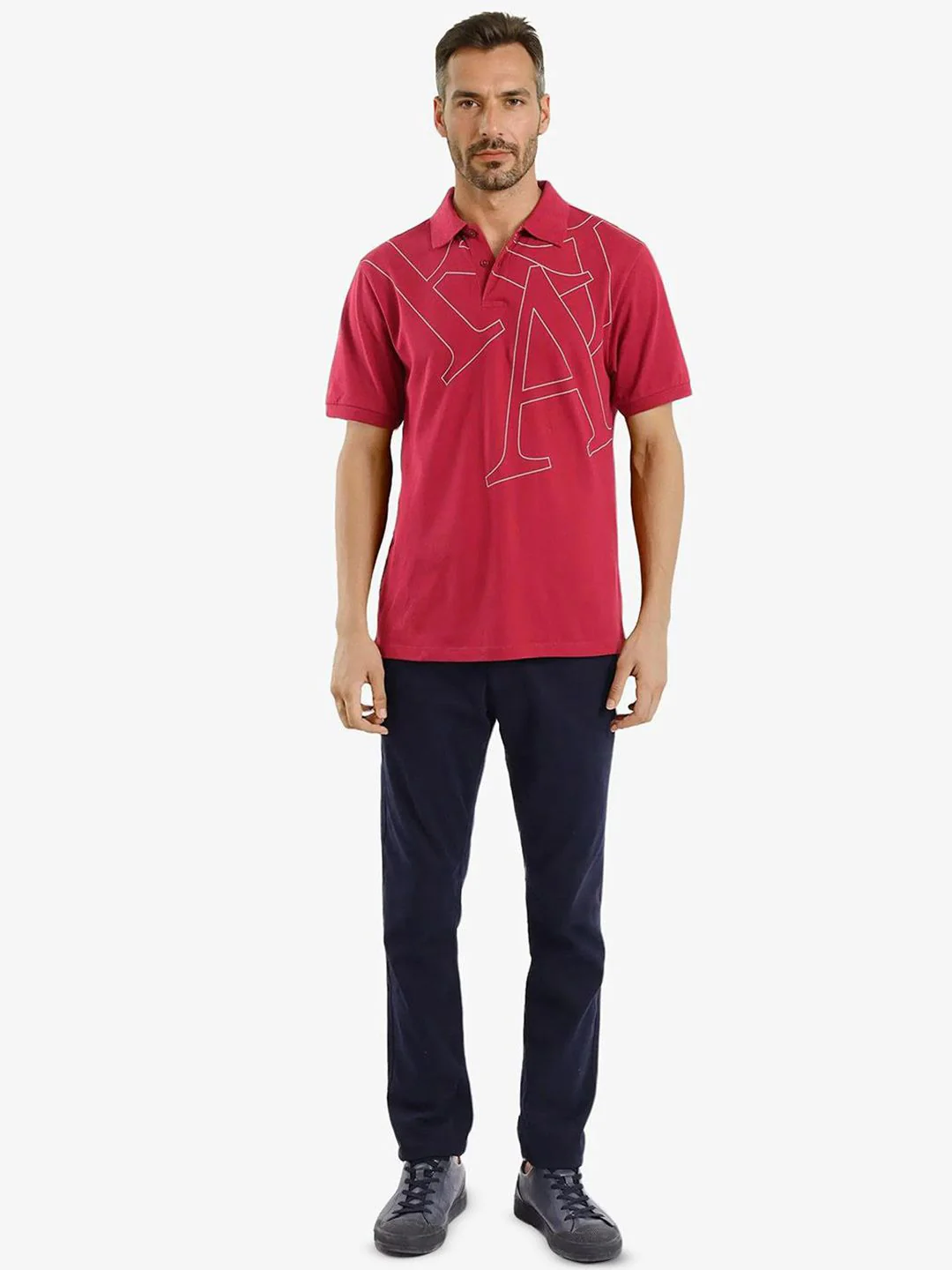 RARE RABBIT Men Typography Printed Polo Collar Cotton T-shirt - Image 6