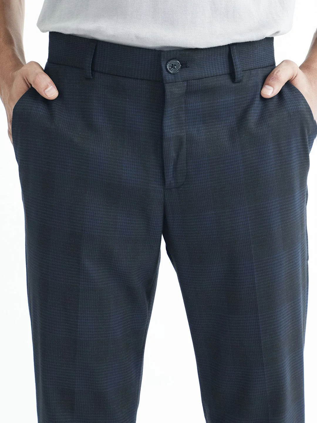 RARE RABBIT Sander Mid-Rise Checked Cotton Slim Fit Trouser - Image 6