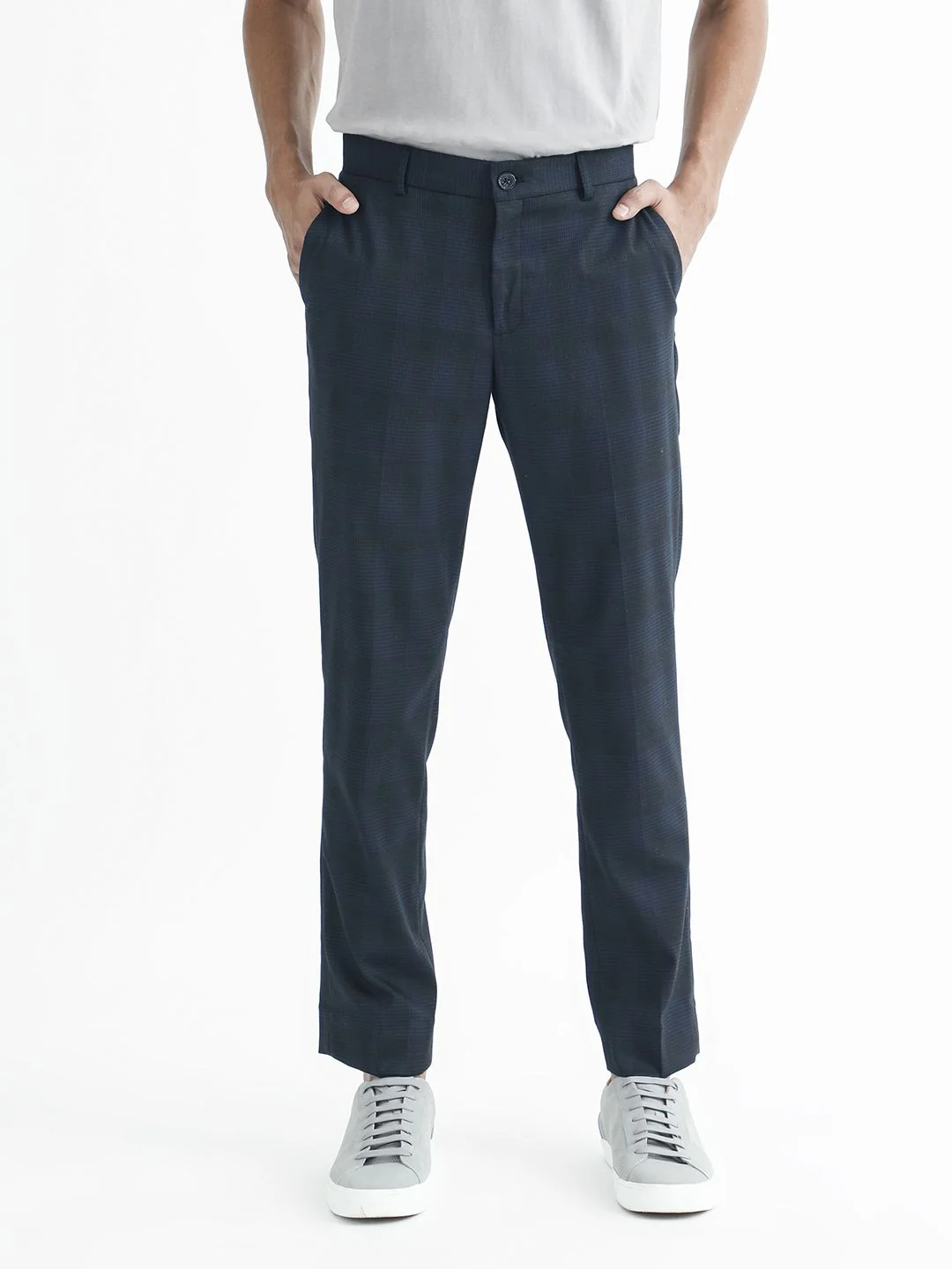 RARE RABBIT Sander Mid-Rise Checked Cotton Slim Fit Trouser - Image 7