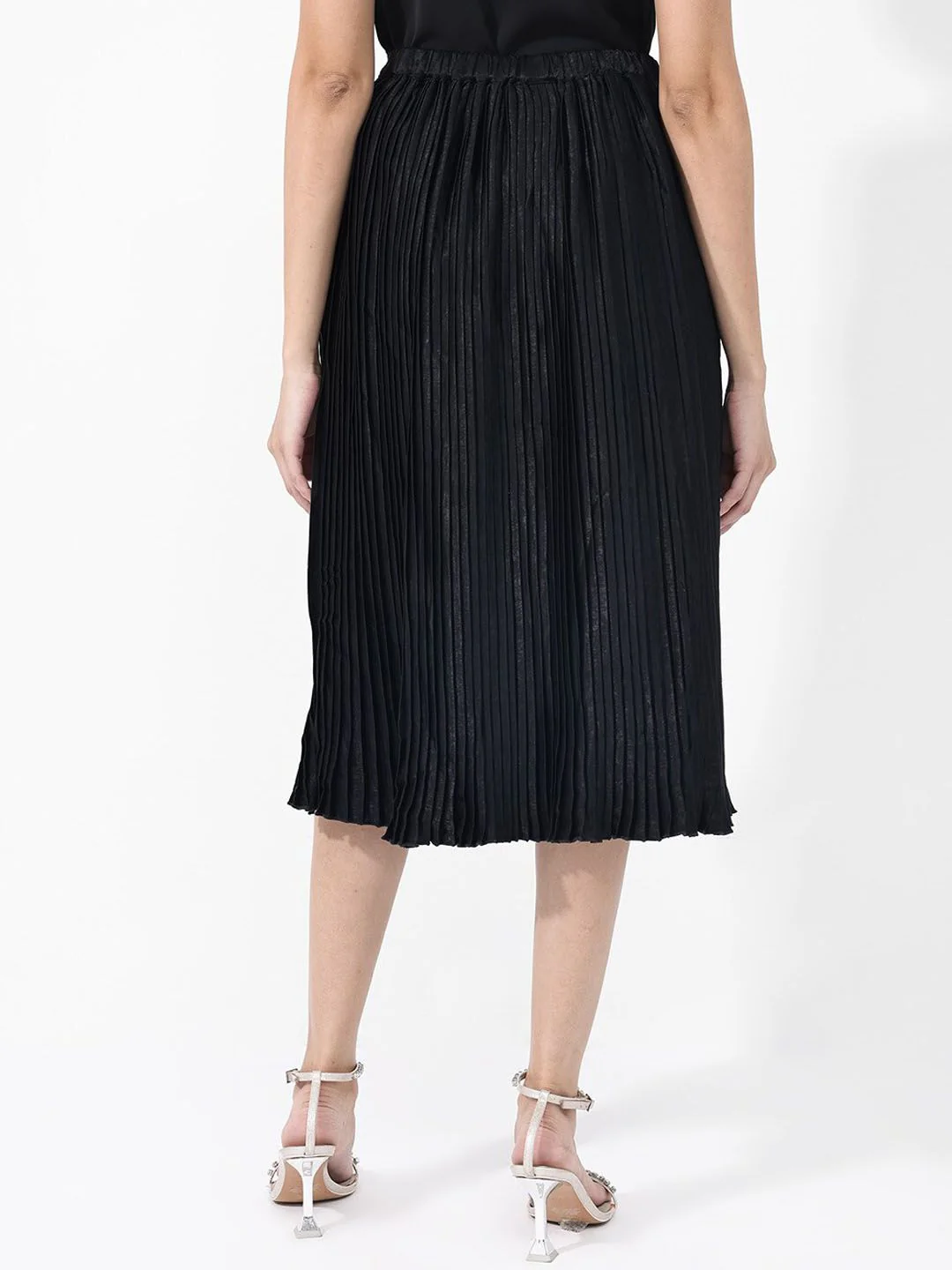 RAREISM Accordion Pleated Flared Midi Skirt - Image 3