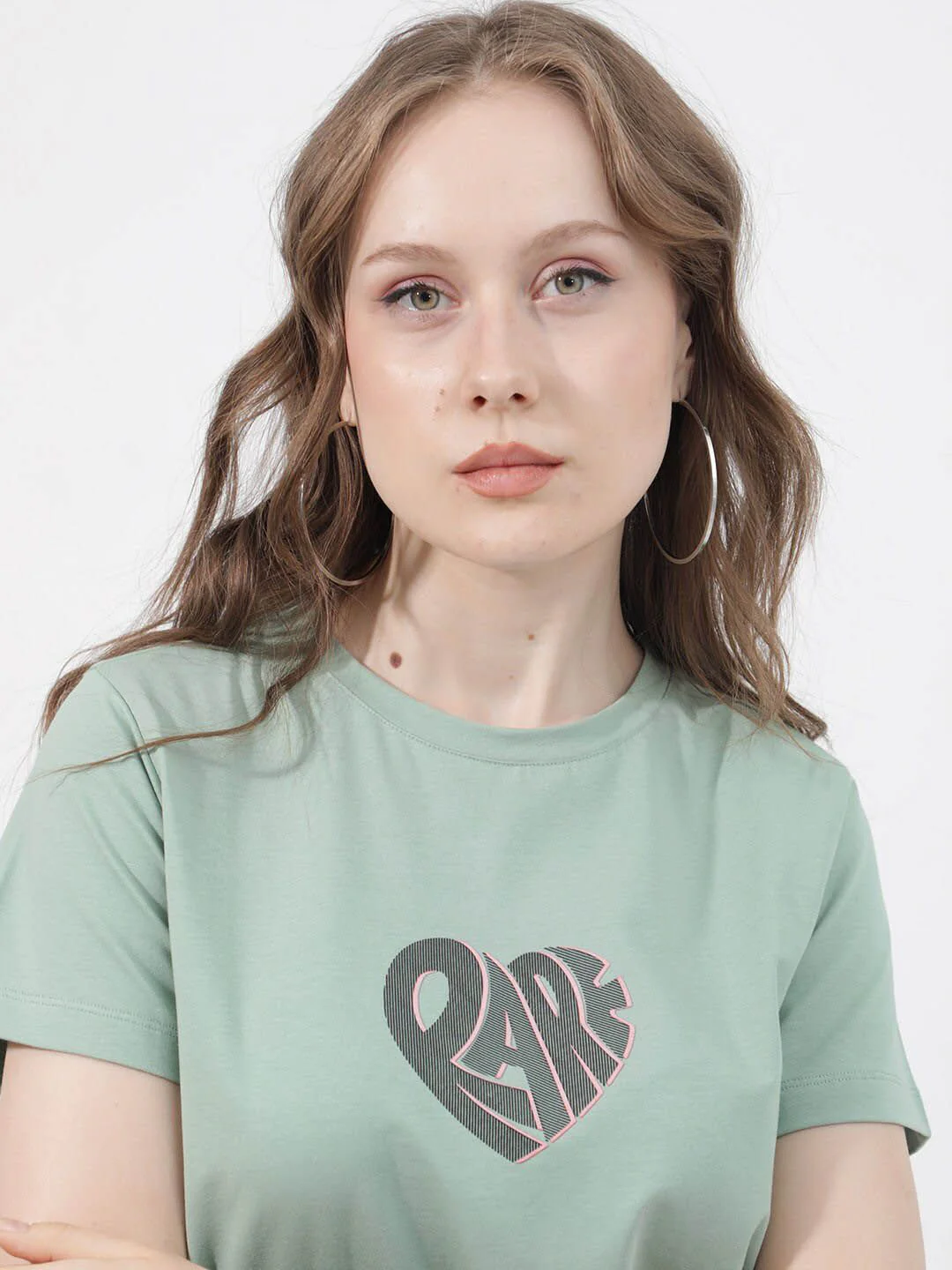 RAREISM Ciara Typography Printed Round Neck Cotton Casual T-shirt - Image 2
