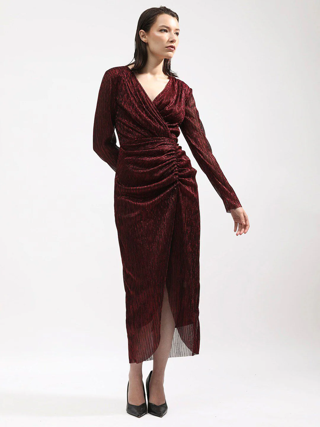 RAREISM Embellished V-Neck Midi Sheath Dress