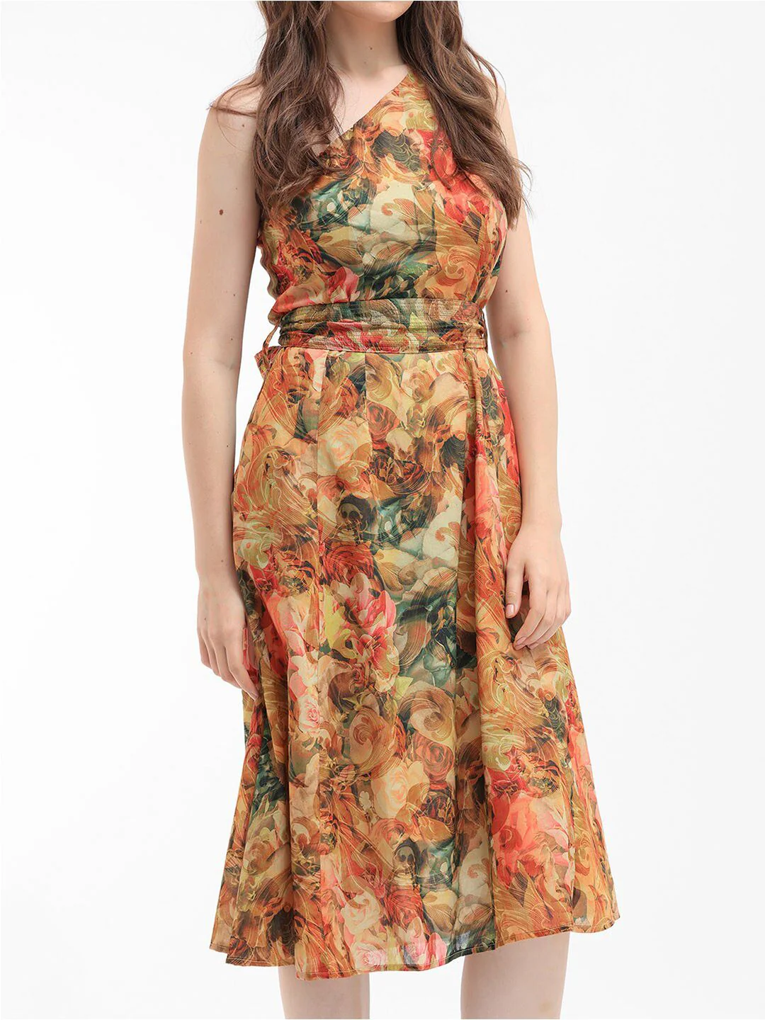 RAREISM Floral One Shoulder Print Fit & Flare Midi Dress - Image 2