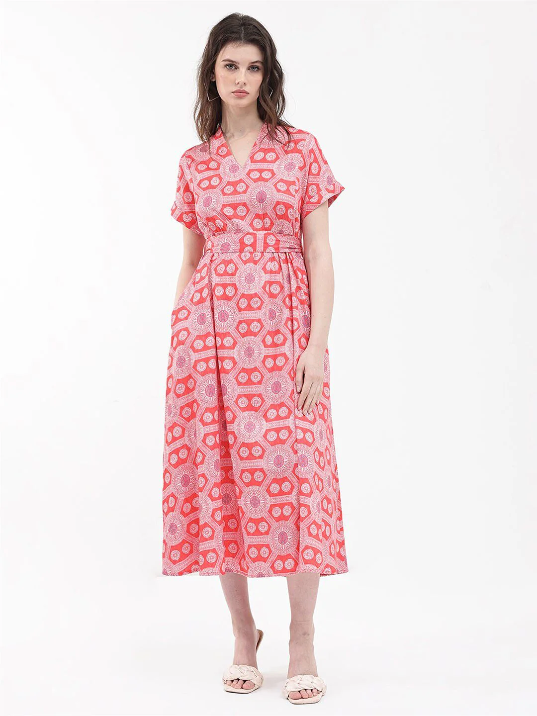 RAREISM Floral Print Fit & Flare Midi Dress - Image 7