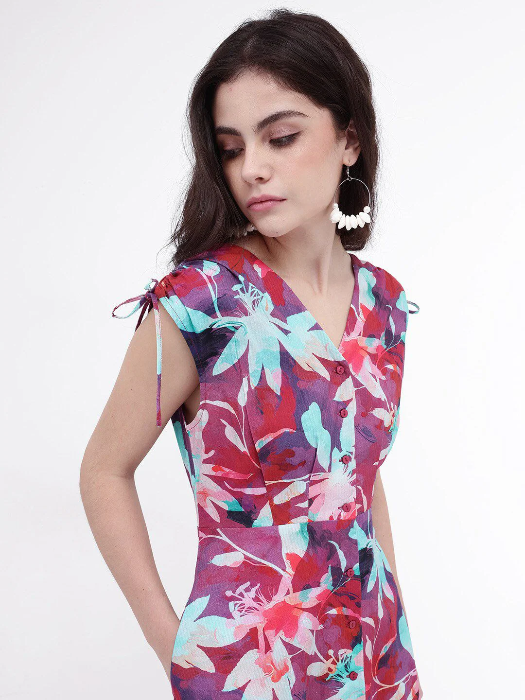 RAREISM Floral Print Fit & Flare Midi Dress - Image 2
