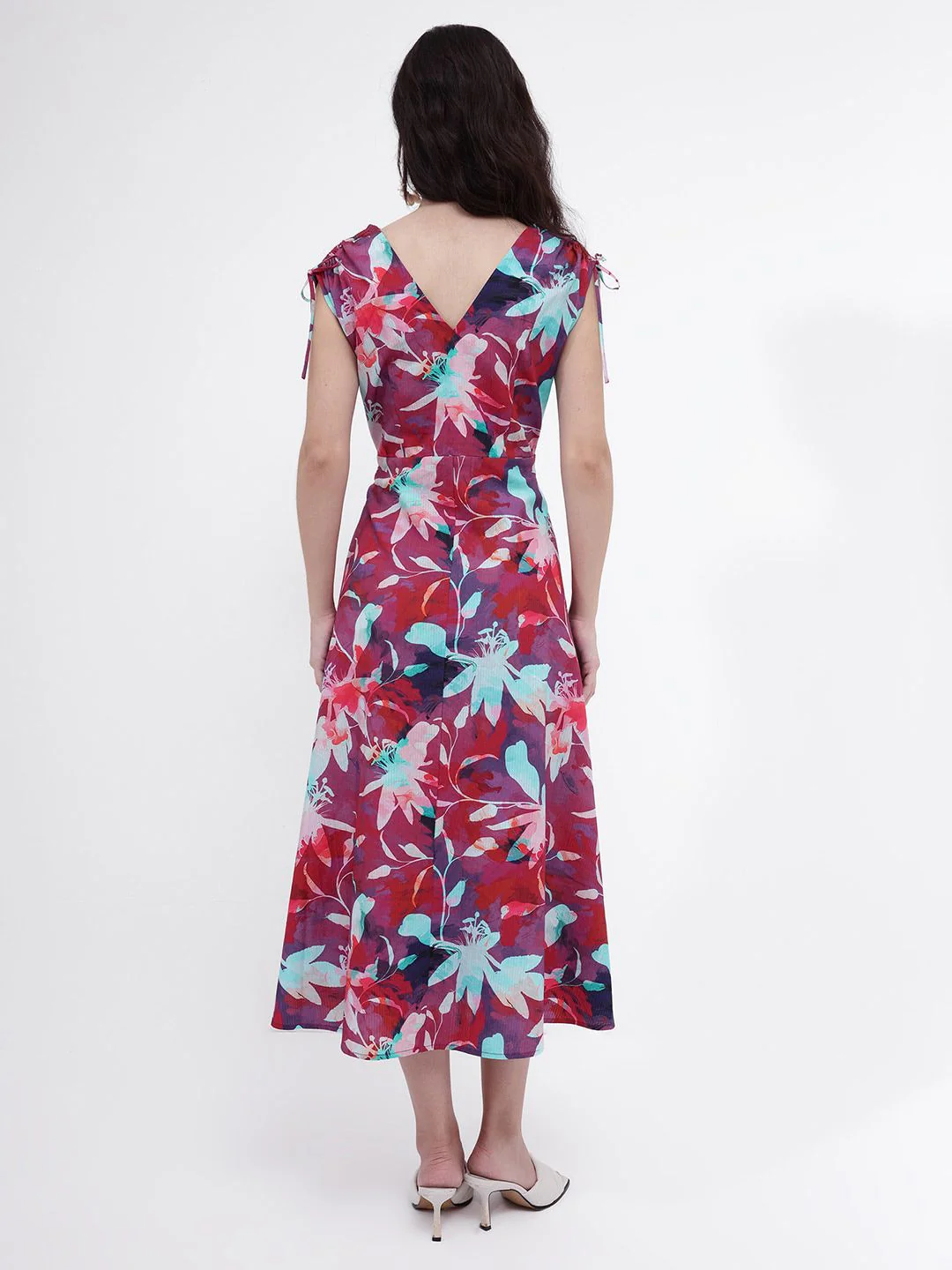 RAREISM Floral Print Fit & Flare Midi Dress - Image 4