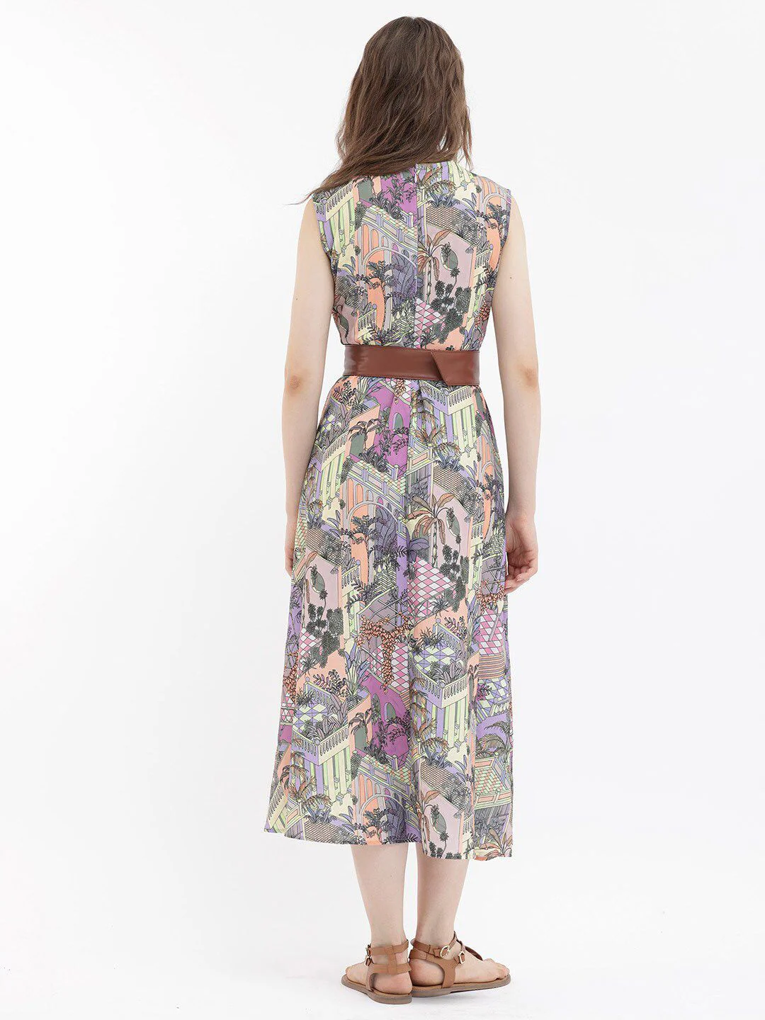 RAREISM Floral Print Sleeveless Fit & Flare Midi Dress - Image 4