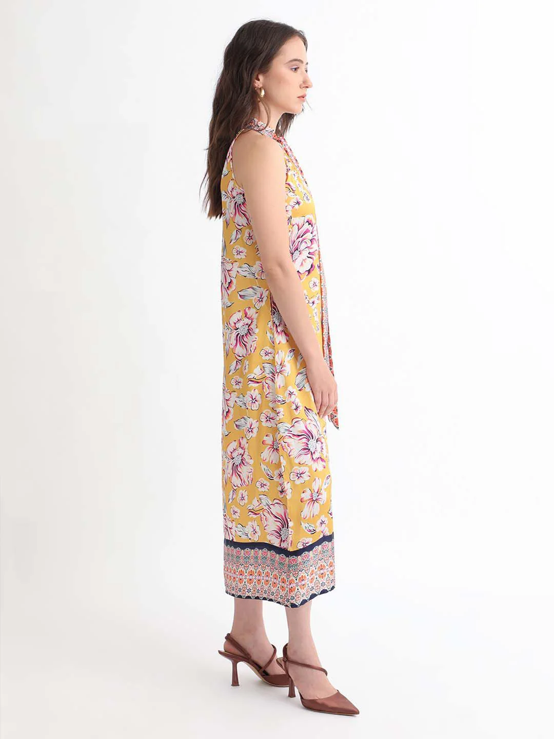RAREISM Floral Print Tie Up A-Line Dress - Image 3