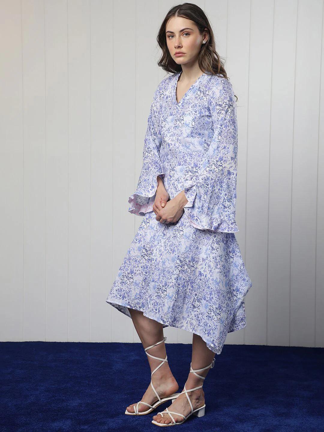 RAREISM Pure Cotton Floral Printed A-Line Dress - Image 3