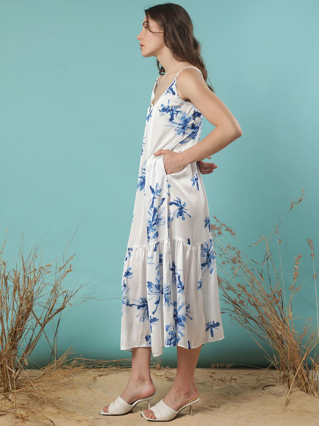 RAREISM Floral Printed A-Line Midi Dress - Image 3