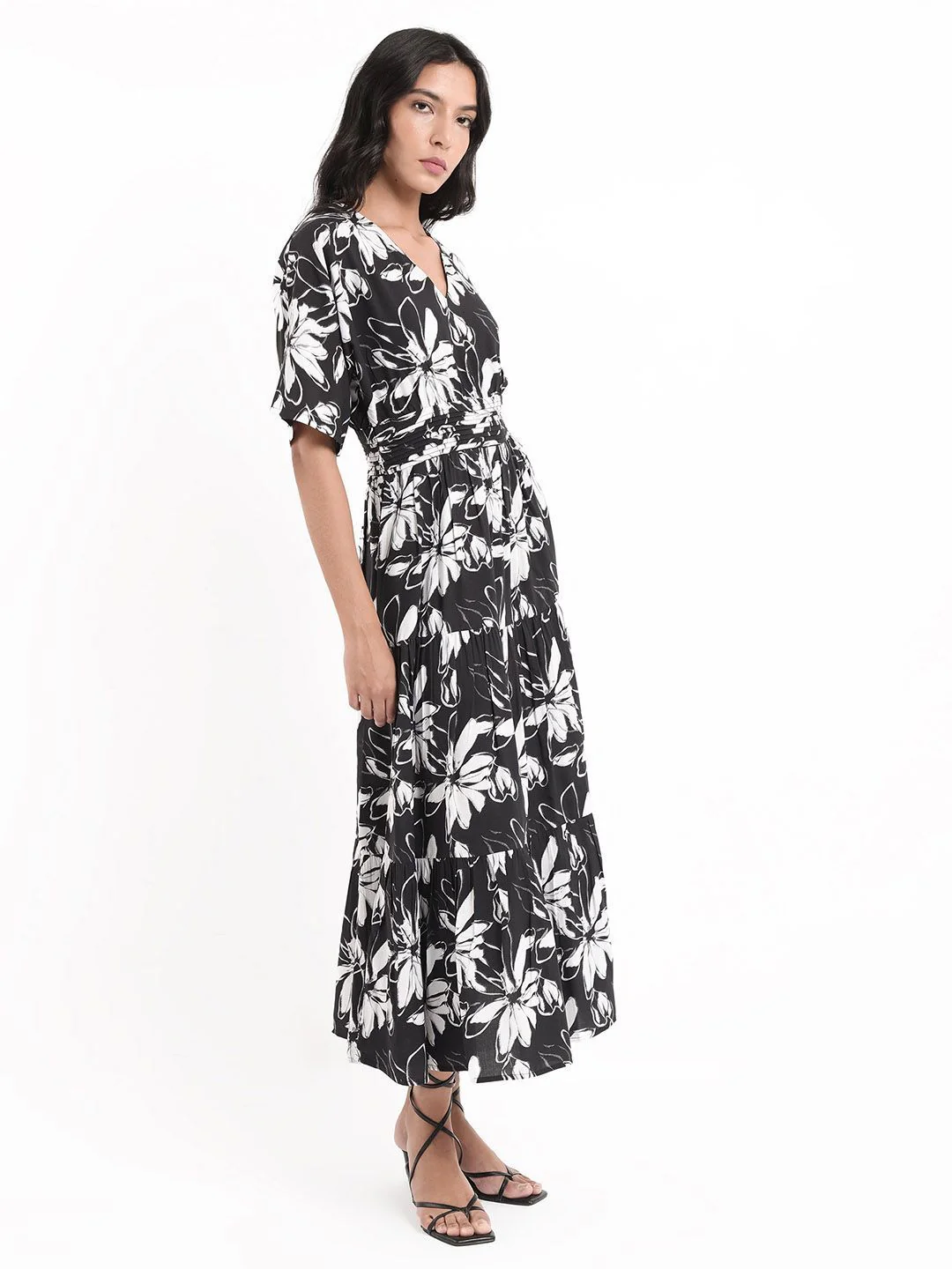 RAREISM Floral Printed Fit & Flare Cotton Maxi Dress - Image 3
