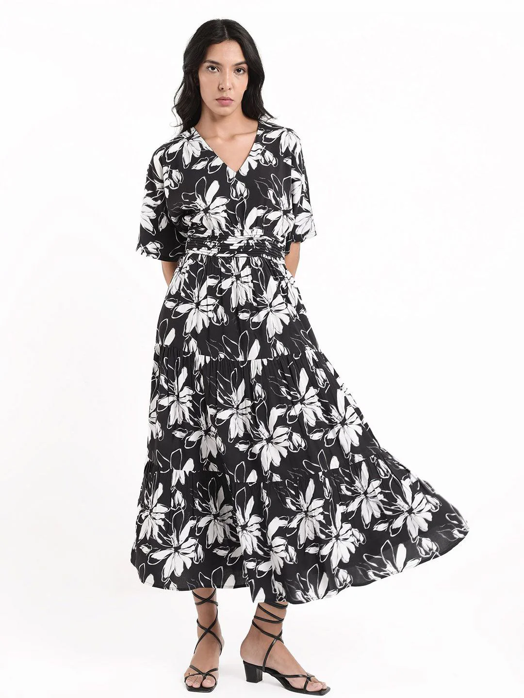 RAREISM Floral Printed Fit & Flare Cotton Maxi Dress - Image 7