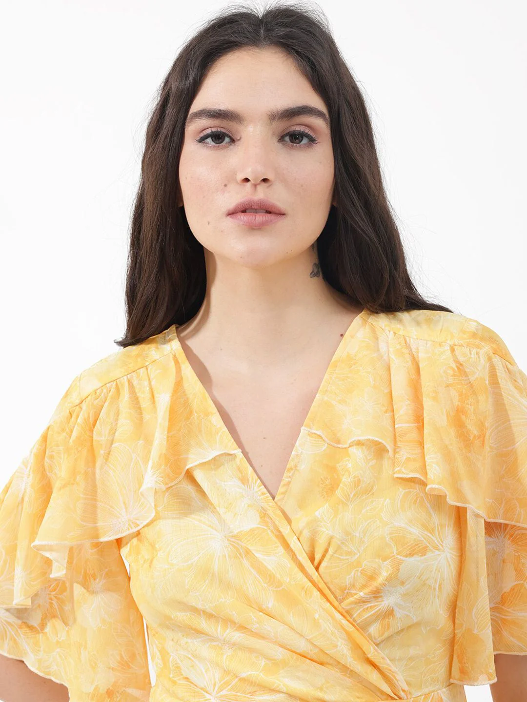 RAREISM Floral Printed Flared Sleeves Wrap Dress - Image 2