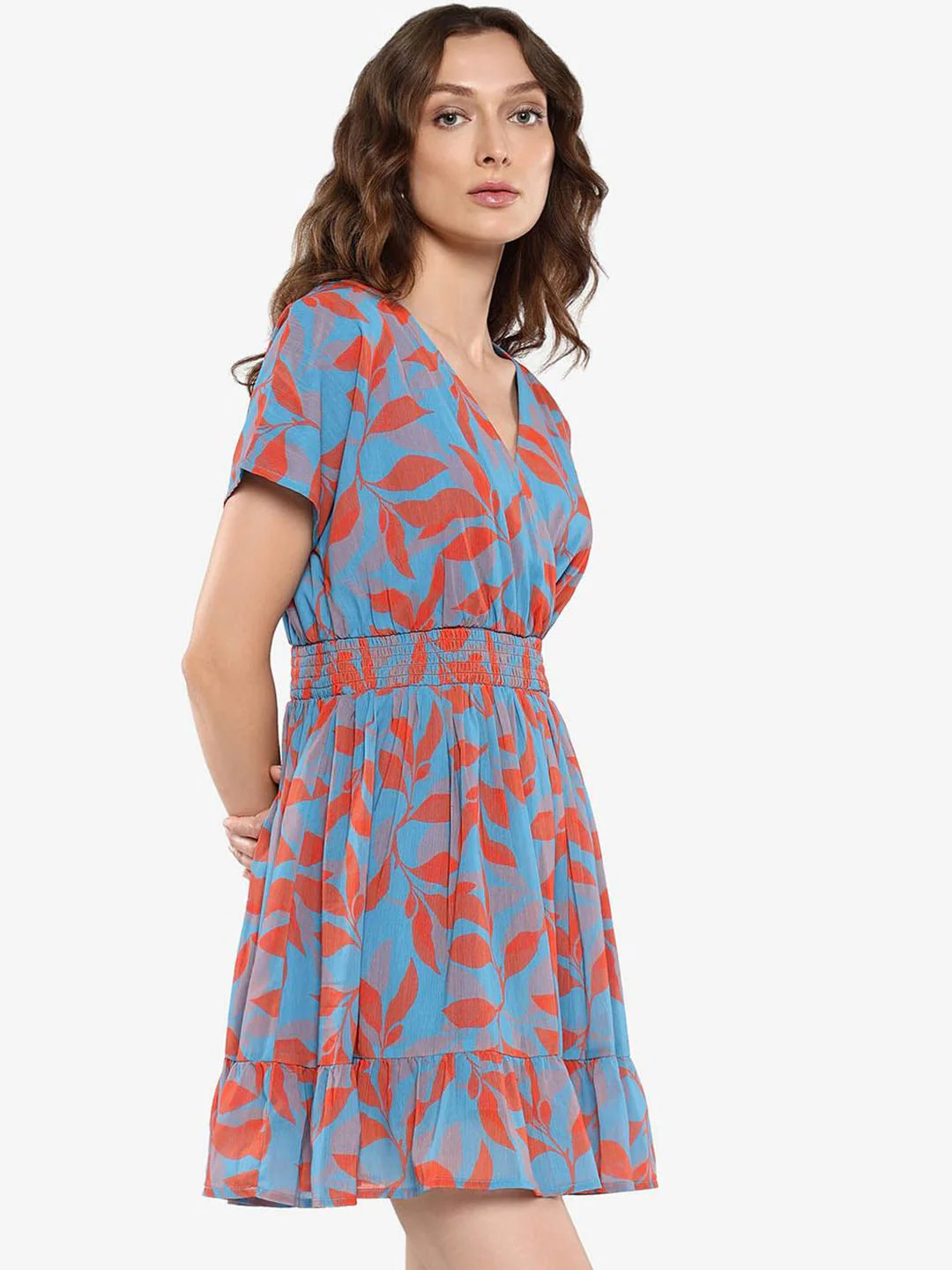 RAREISM Floral Printed V-Neck Fit & Flare Dress - Image 3