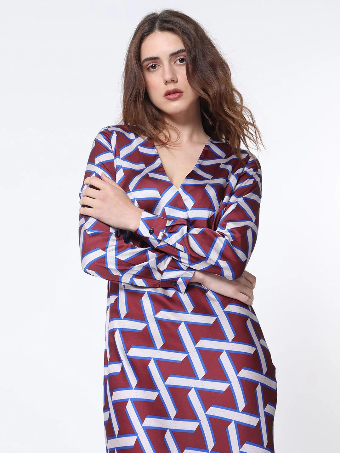 RAREISM Geo Print Overlap Front Maxi Dress - Image 14