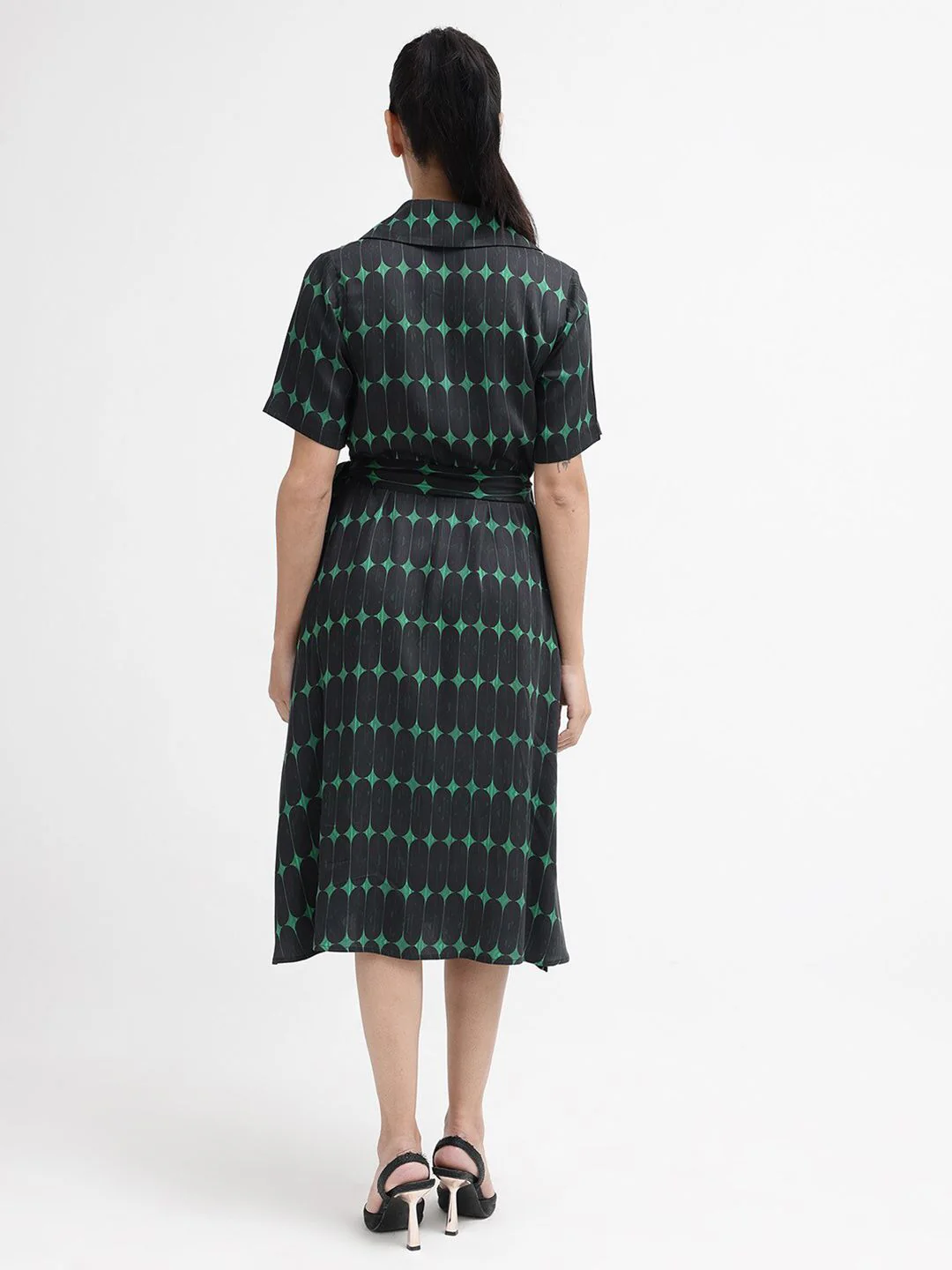 RAREISM Geometric Printed Cotton Shirt Dress - Image 4