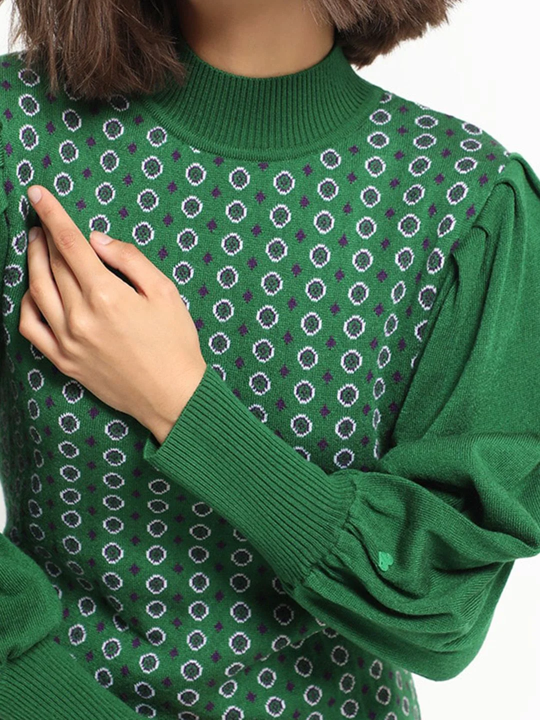 RAREISM Geometric Self Design Acrylic High Neck Sheath Winter Dresses - Image 2