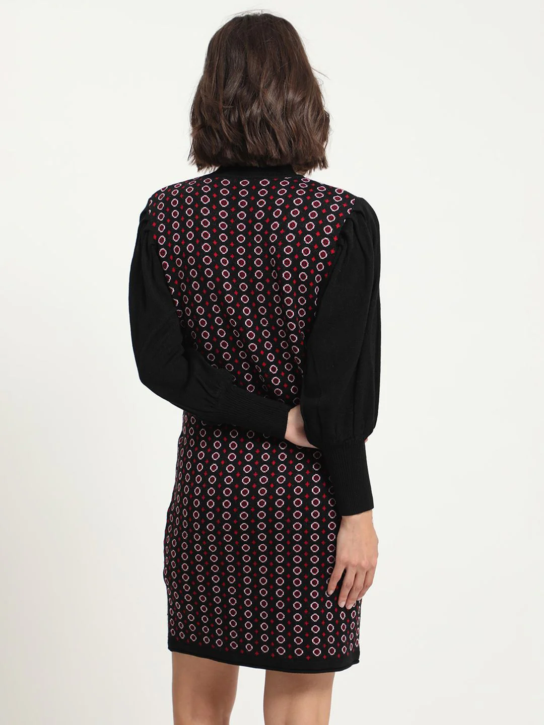 RAREISM Geometric Self Design Acrylic Longline Pullover - Image 5