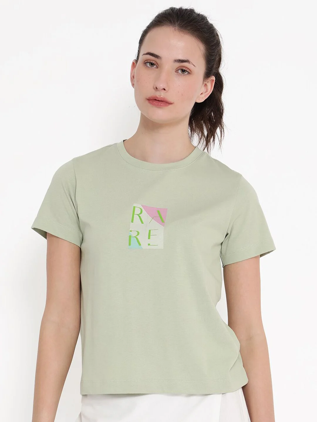RAREISM HANNA Round Shaped Short Sleeves Cotton T-shirt - Image 2
