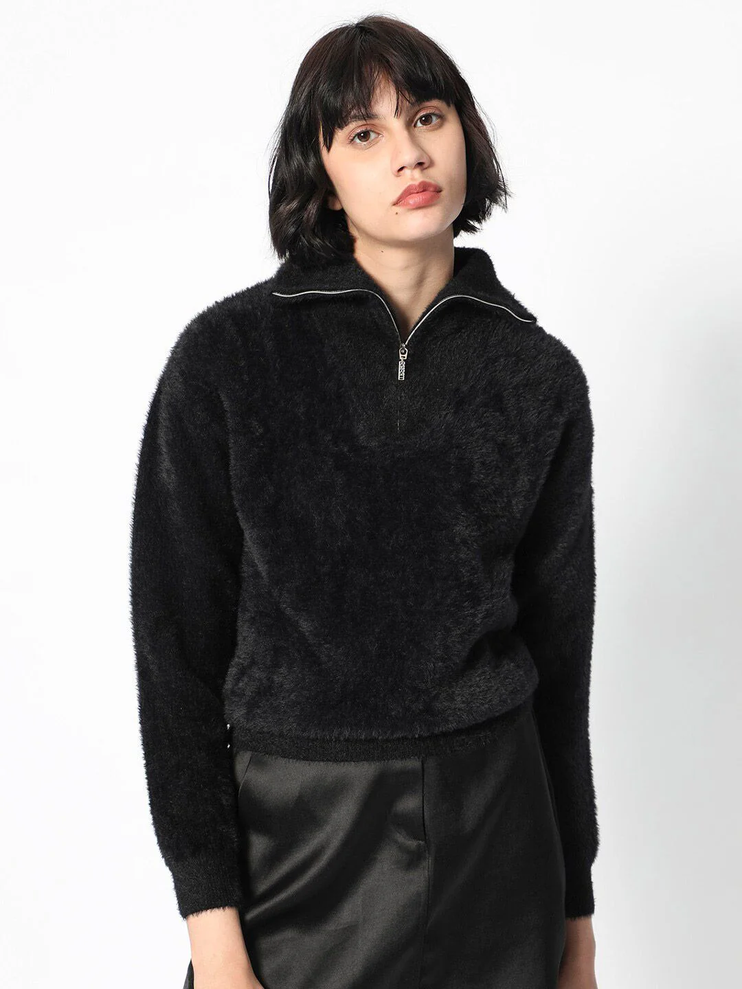 RAREISM Henley Neck Faux Fur Pullover - Image 6
