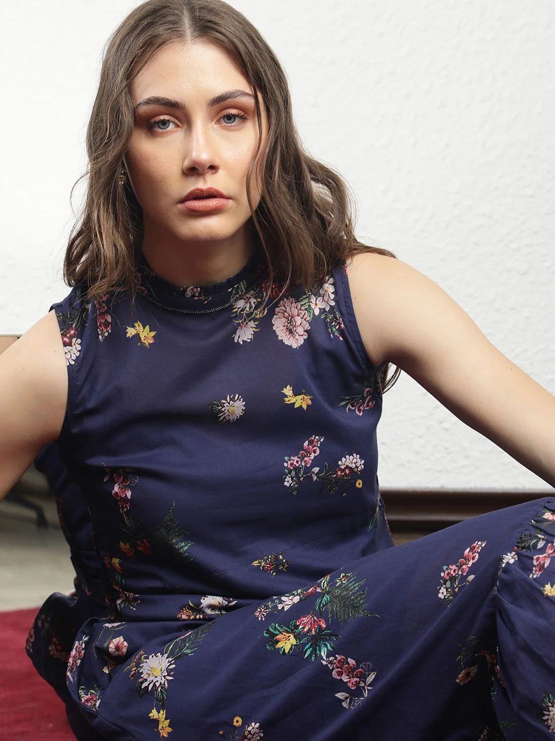 RAREISM High Neck Floral Printed A-Line Dress - Image 3