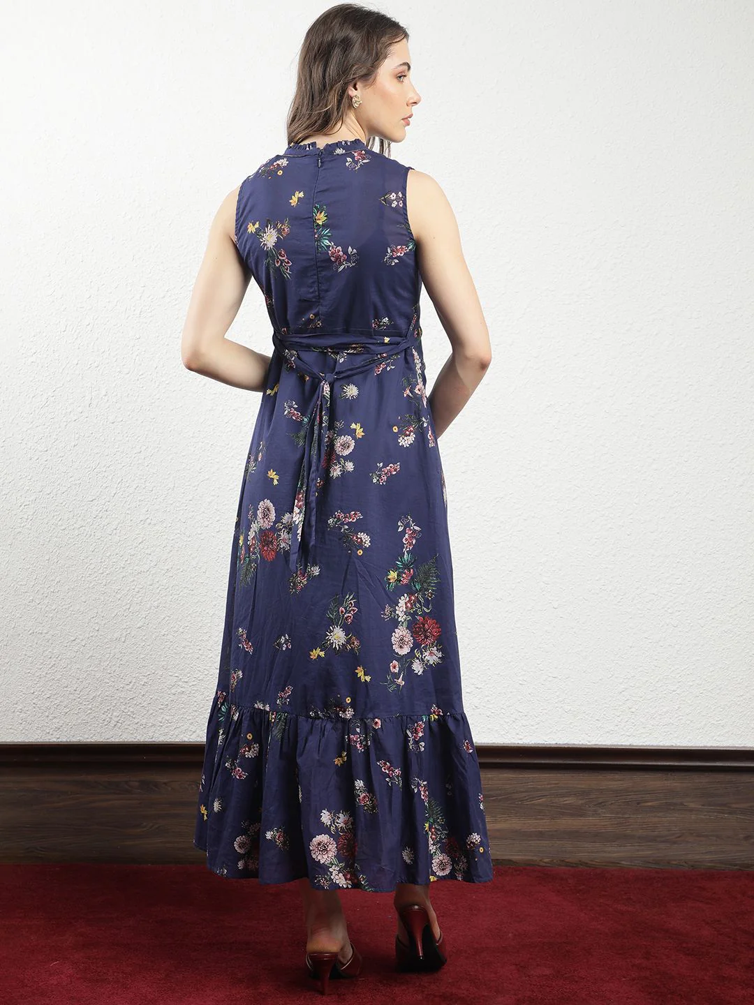 RAREISM High Neck Floral Printed A-Line Dress - Image 7