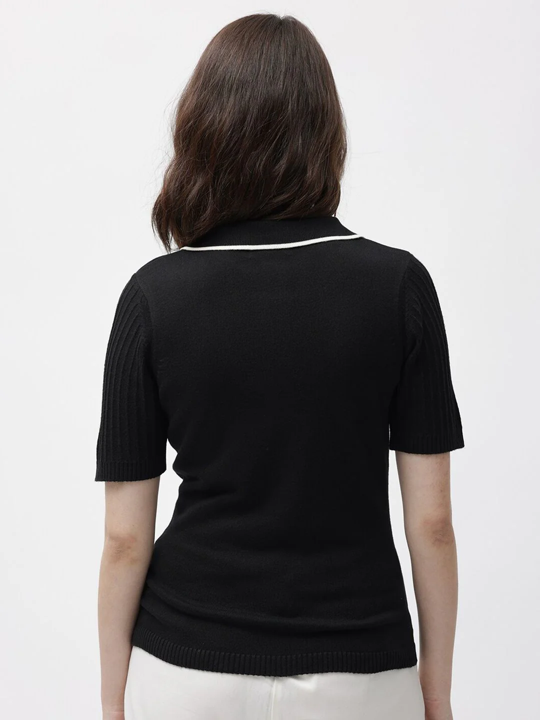 RAREISM Knitted Polo Collar Cotton T-Shirt - Image 4