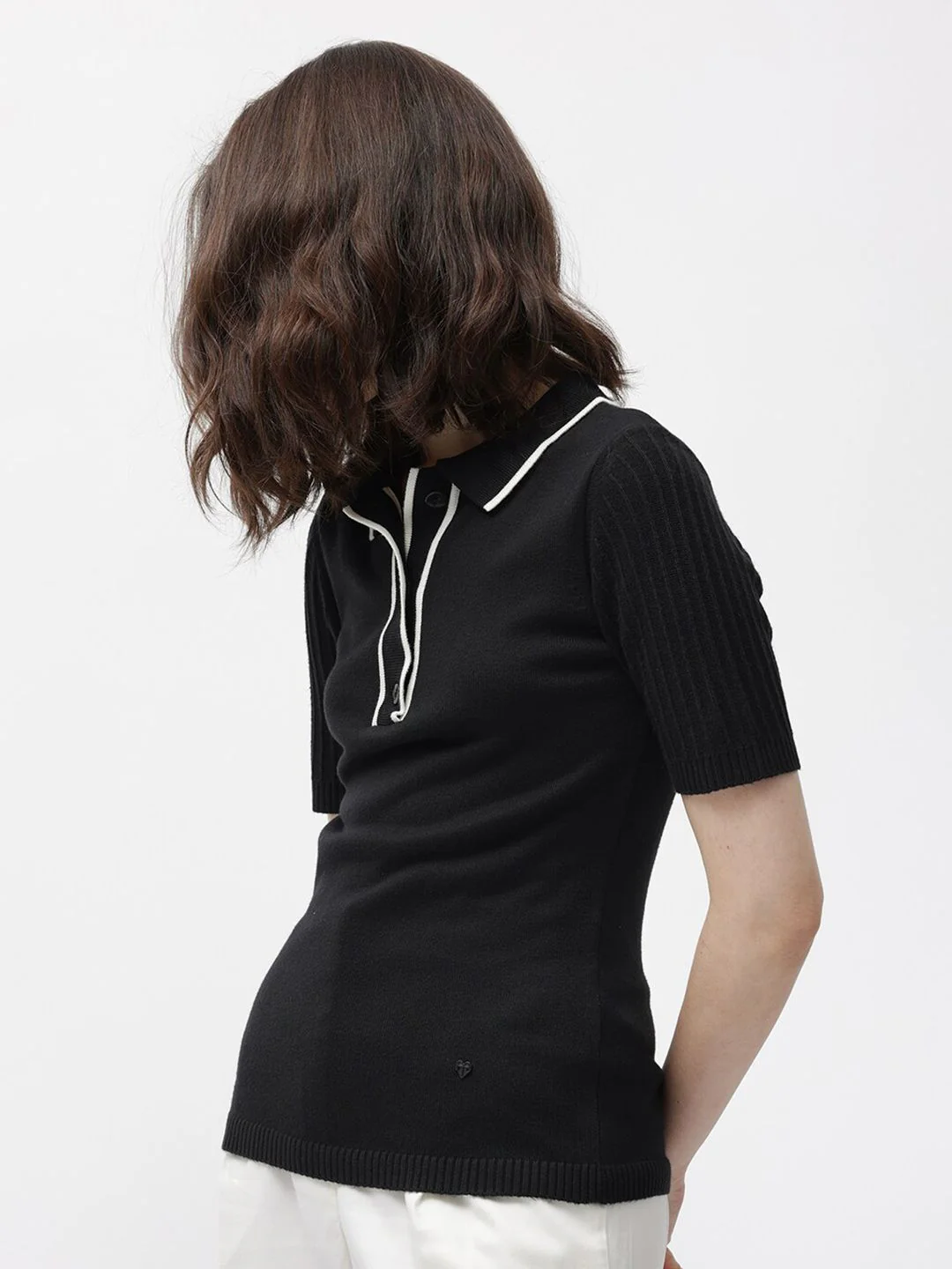RAREISM Knitted Polo Collar Cotton T-Shirt - Image 5