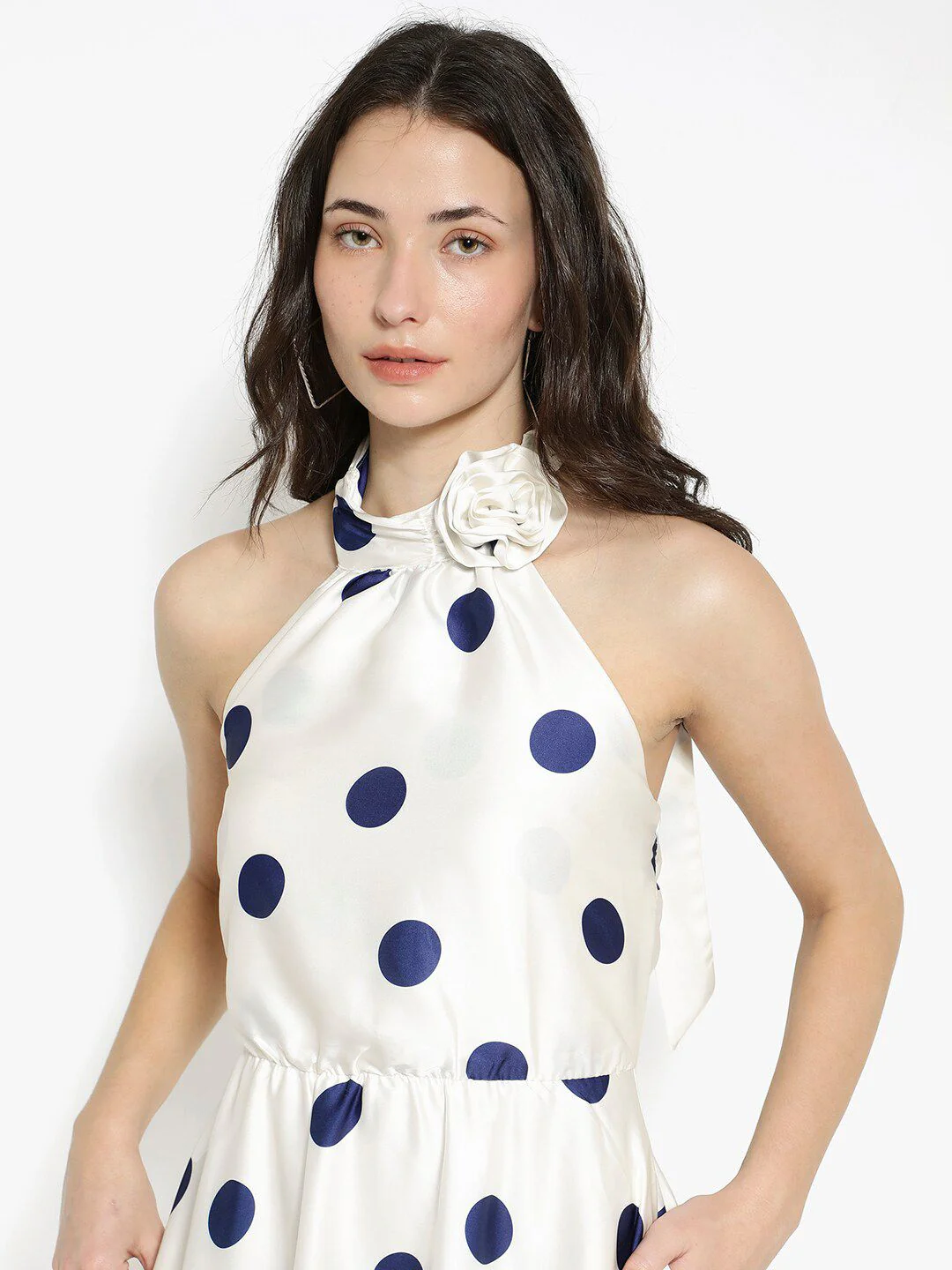 RAREISM Polka Dot Printed Halter Neck Maxi Dress - Image 2