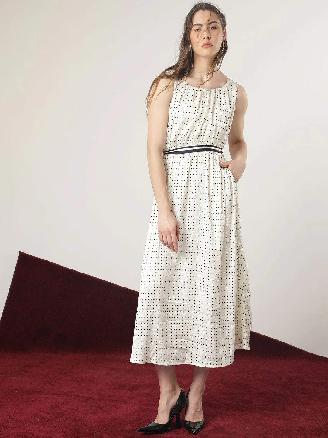 RAREISM Print A-Line Midi Dress