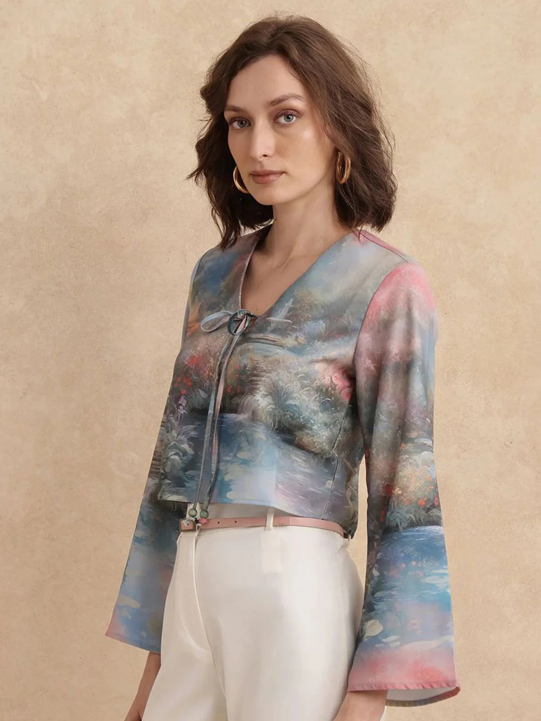 RAREISM Print Satin Crop Top - Image 5