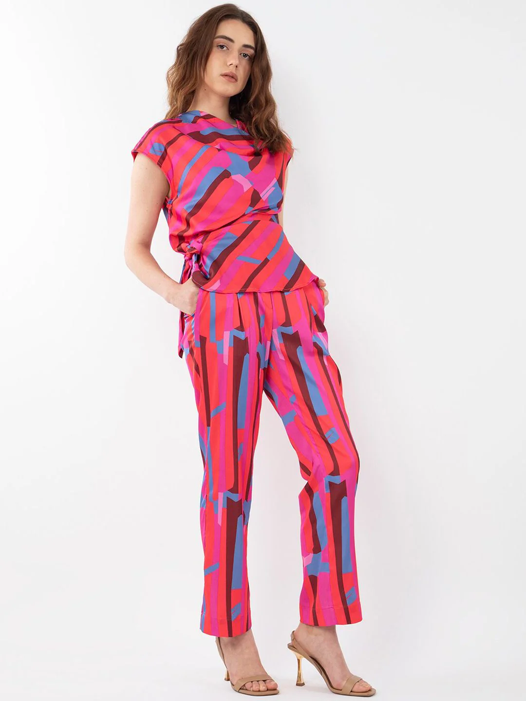 RAREISM Printed Satin Pleated Trousers - Image 4