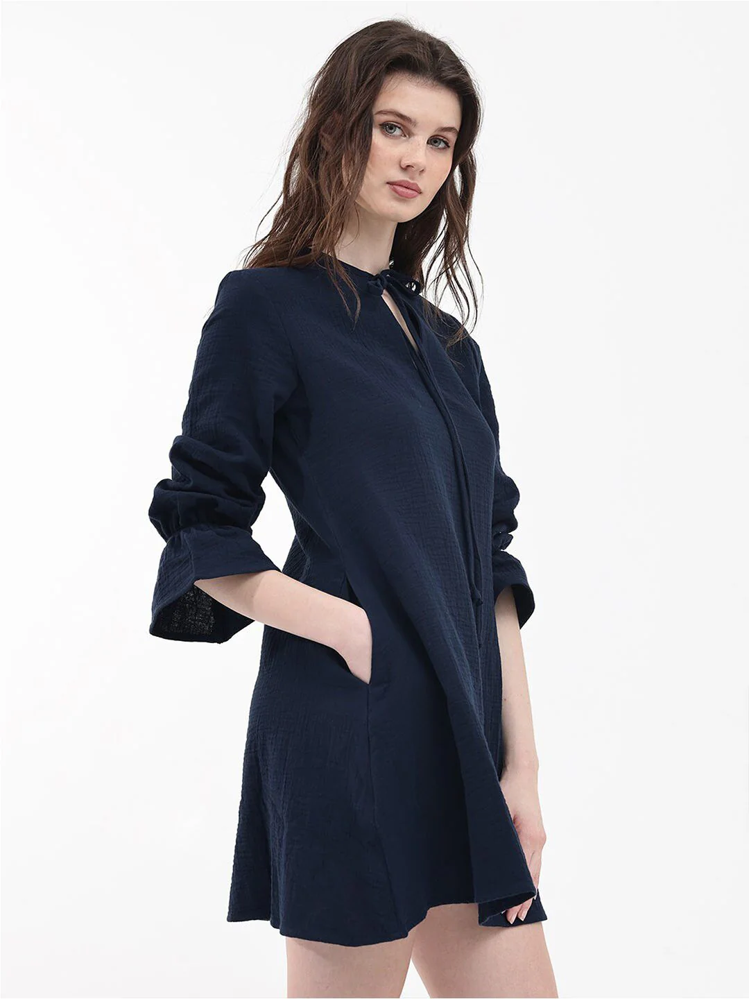 RAREISM Puff Sleeve A-Line Dress - Image 3