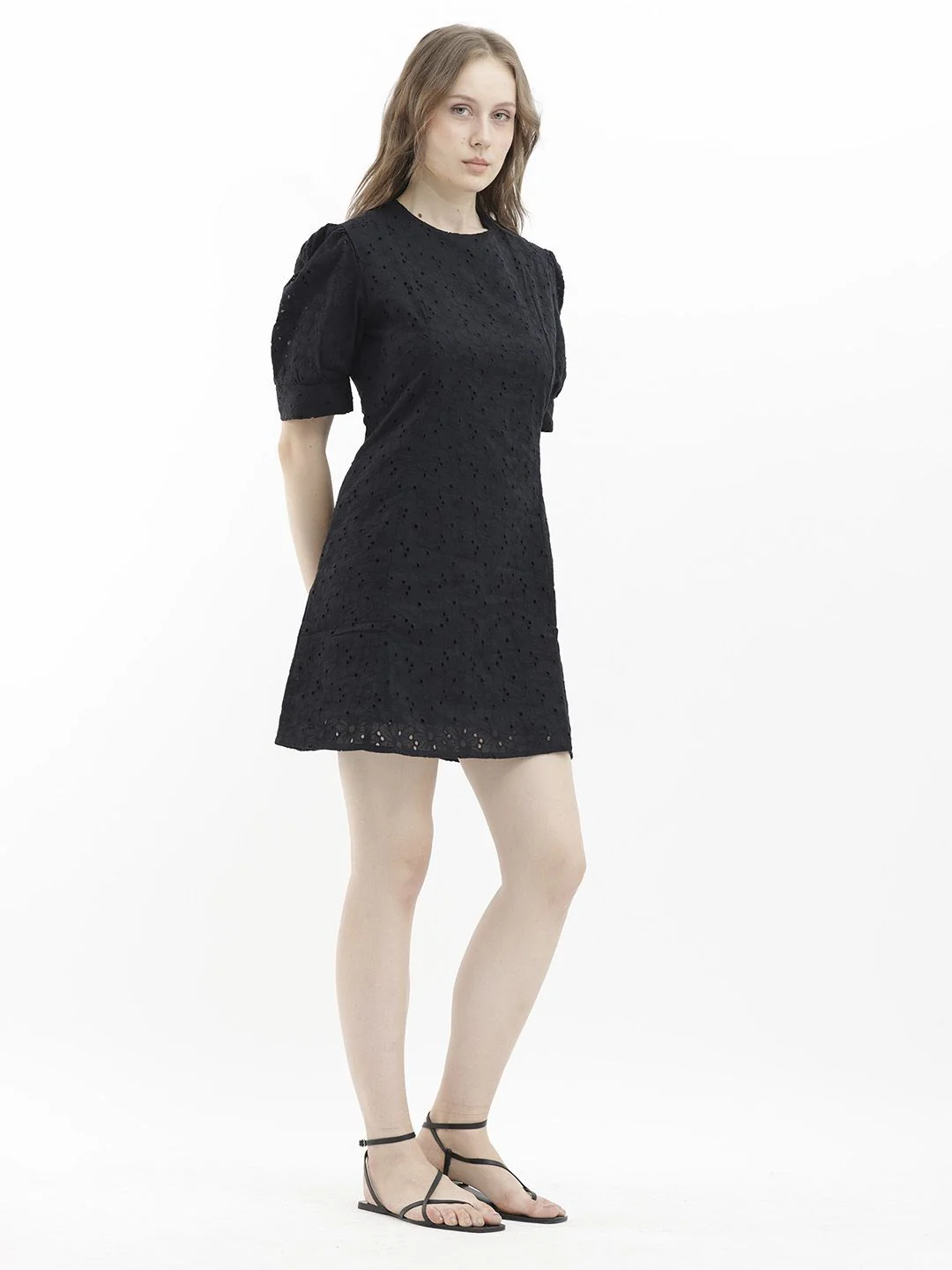 RAREISM Puff Sleeve Cotton Sheath Mini Dress - Image 5