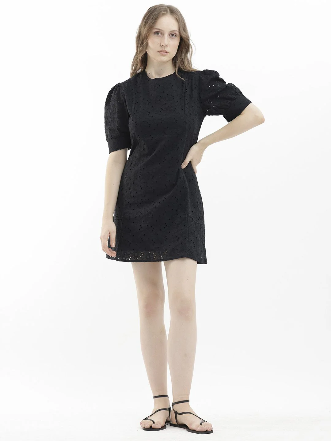 RAREISM Puff Sleeve Cotton Sheath Mini Dress - Image 6