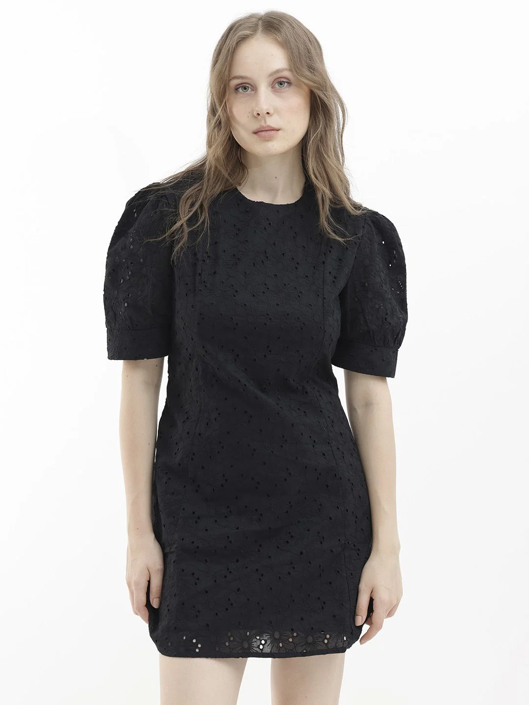 RAREISM Puff Sleeve Cotton Sheath Mini Dress - Image 7