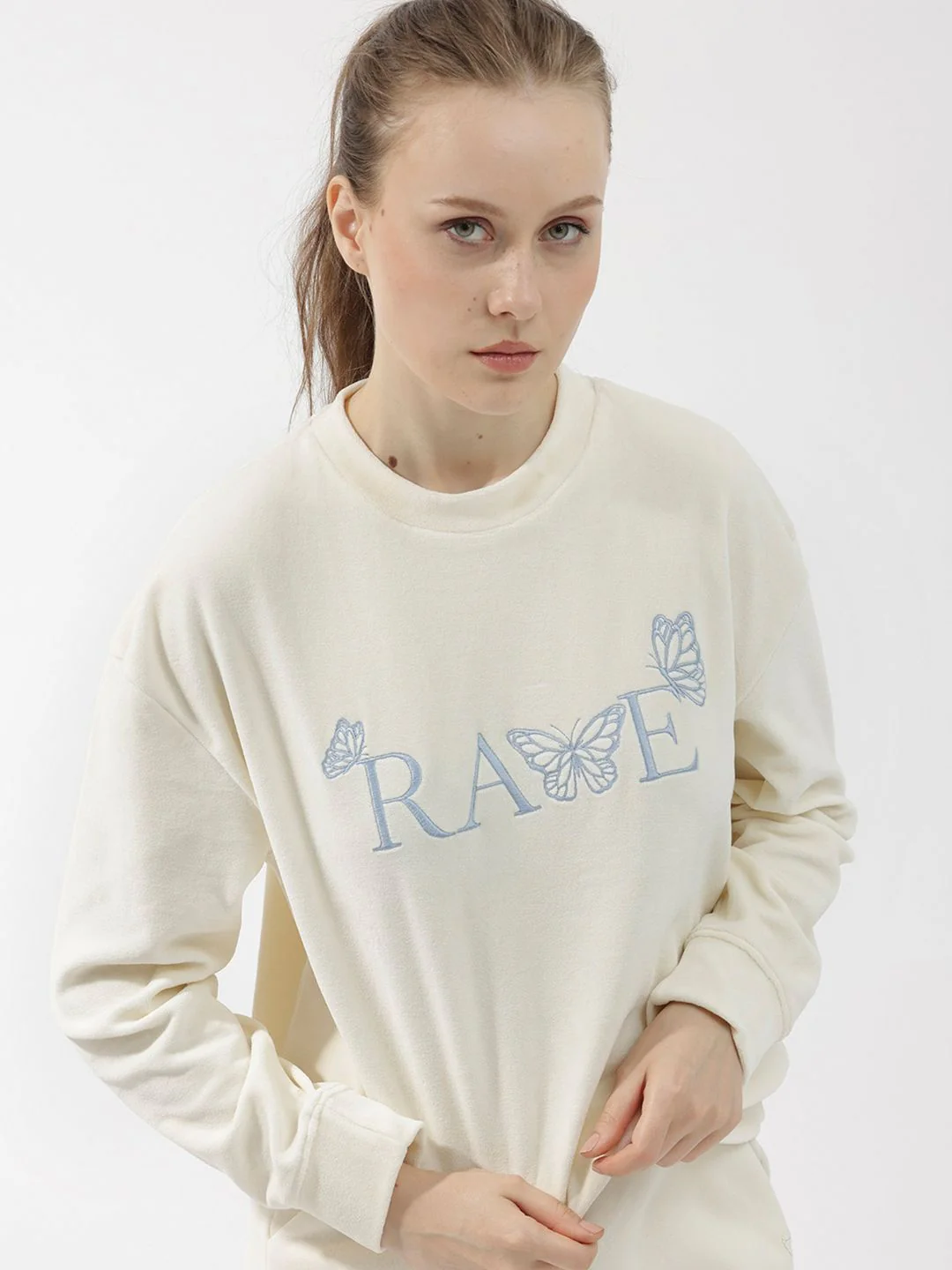 RAREISM Round Neck Embroidered Sweatshirt - Image 4