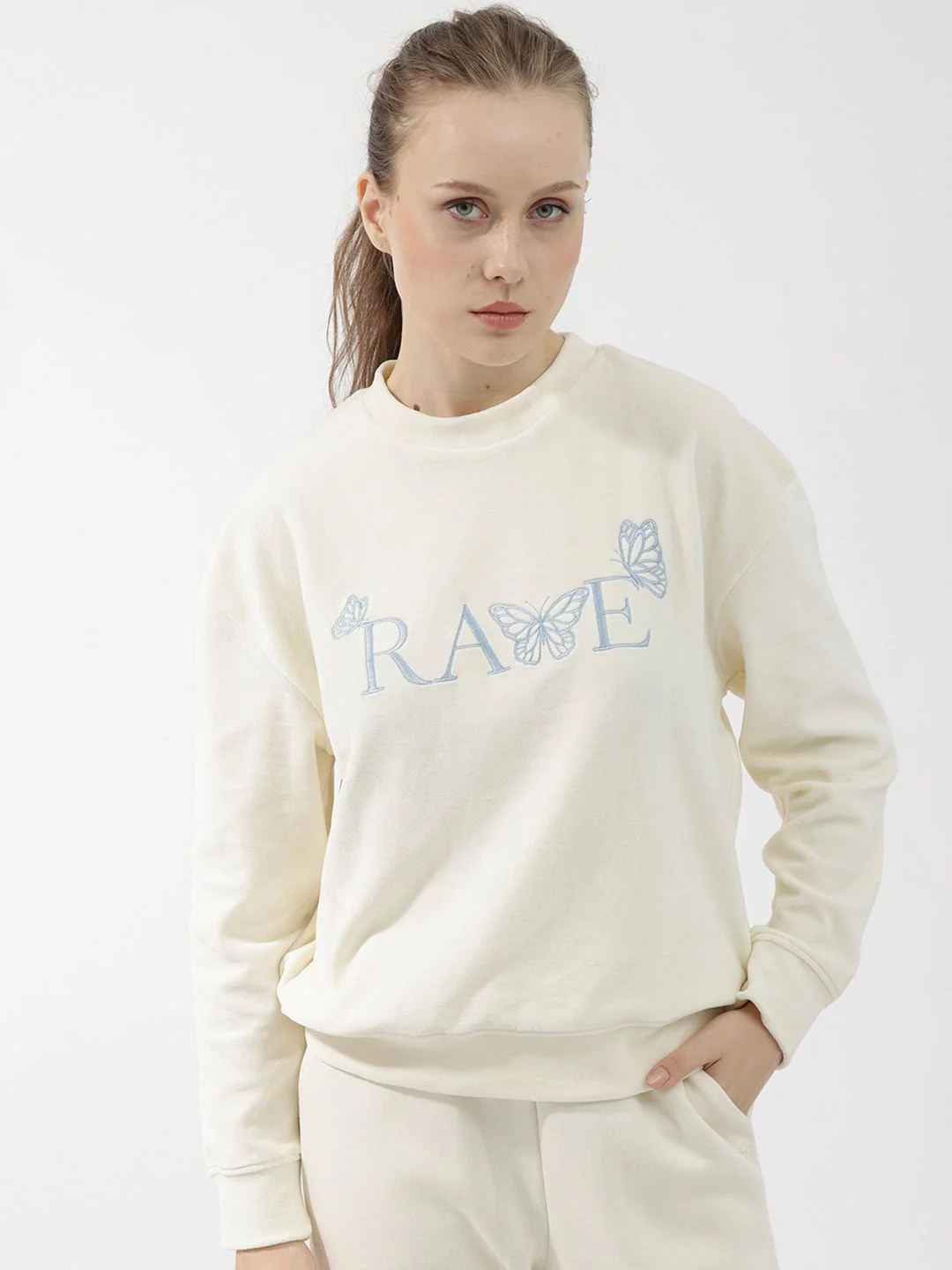 RAREISM Round Neck Embroidered Sweatshirt - Image 6