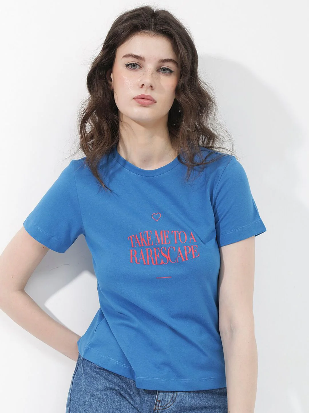 RAREISM Round Neck Short Sleeves Typographic Printed Regular Fit Cotton T-shirt - Image 7