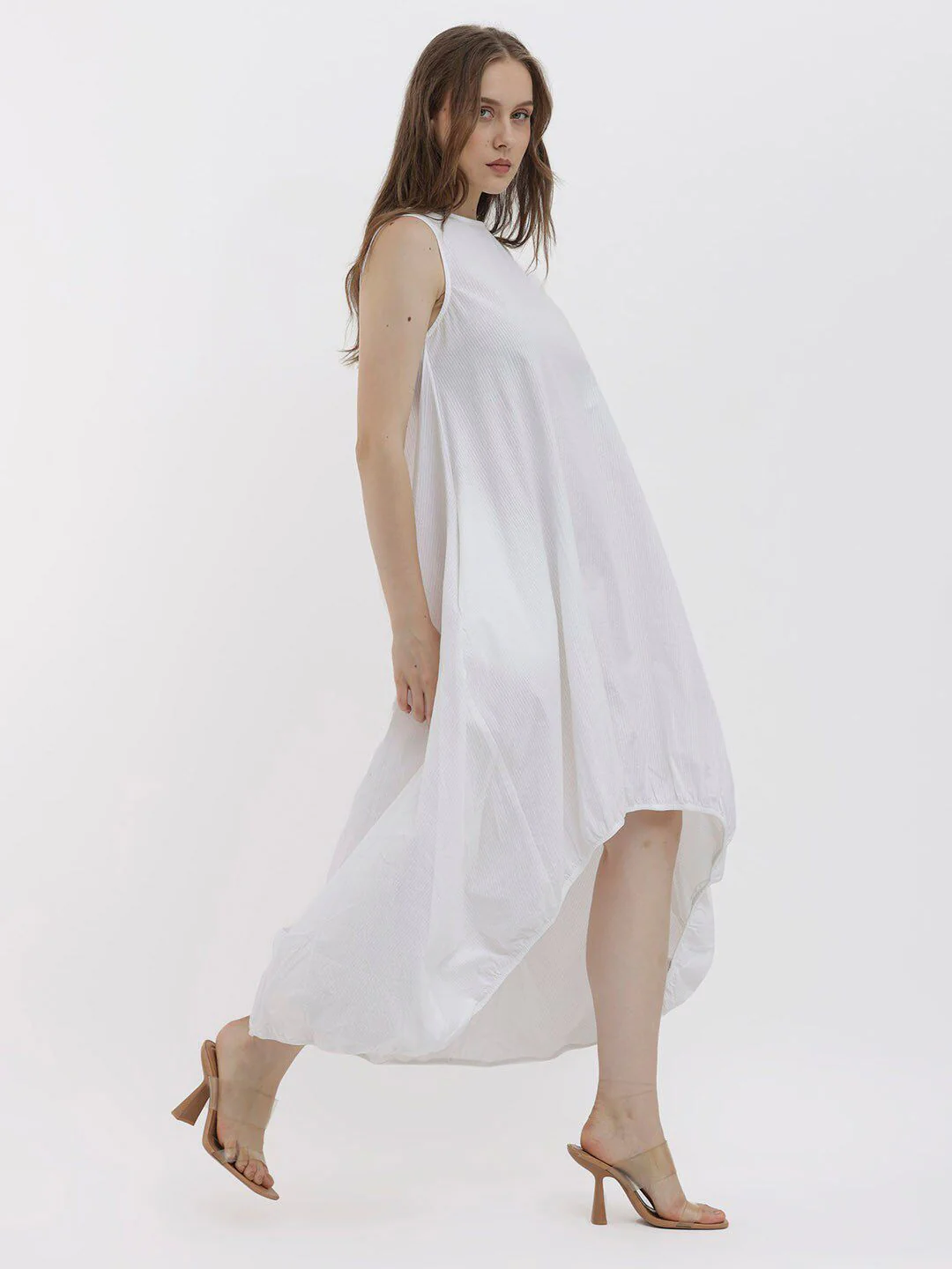 RAREISM Rounf Neck Striped A-Line Maxi Dress - Image 7