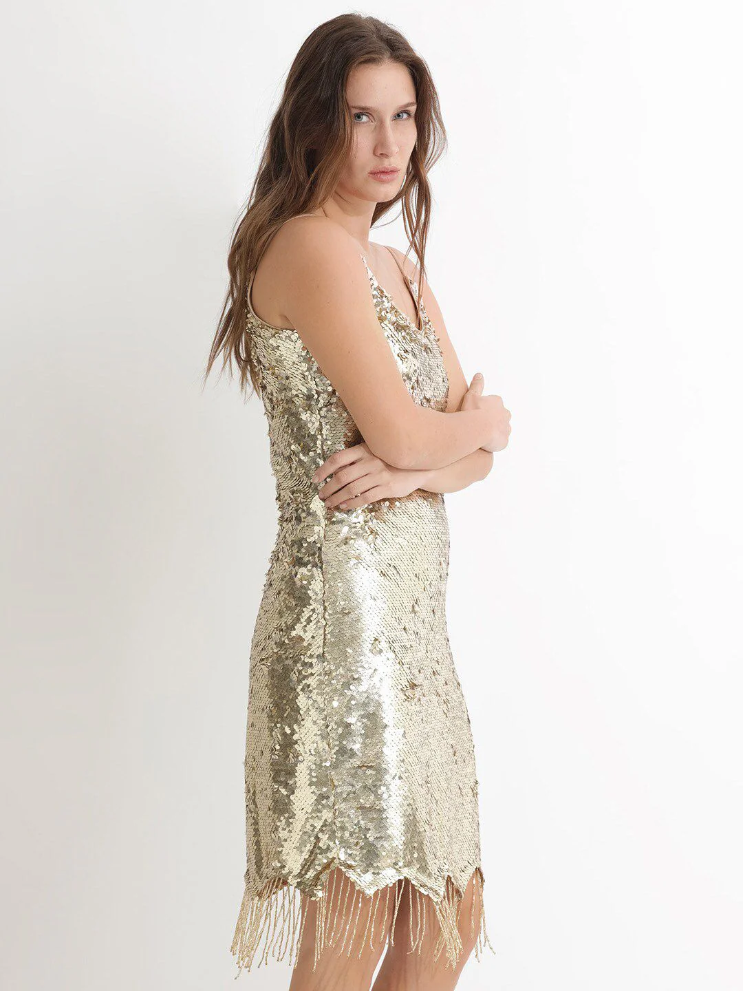RAREISM Sequin Embellished Shoulder Straps Sheath Party Dress - Image 3
