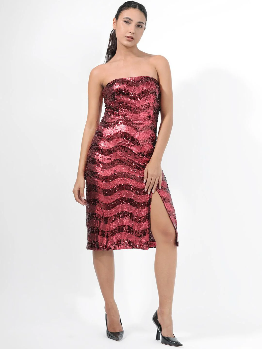 RAREISM Sequin Embellished Strapless Sheath Dress - Image 7