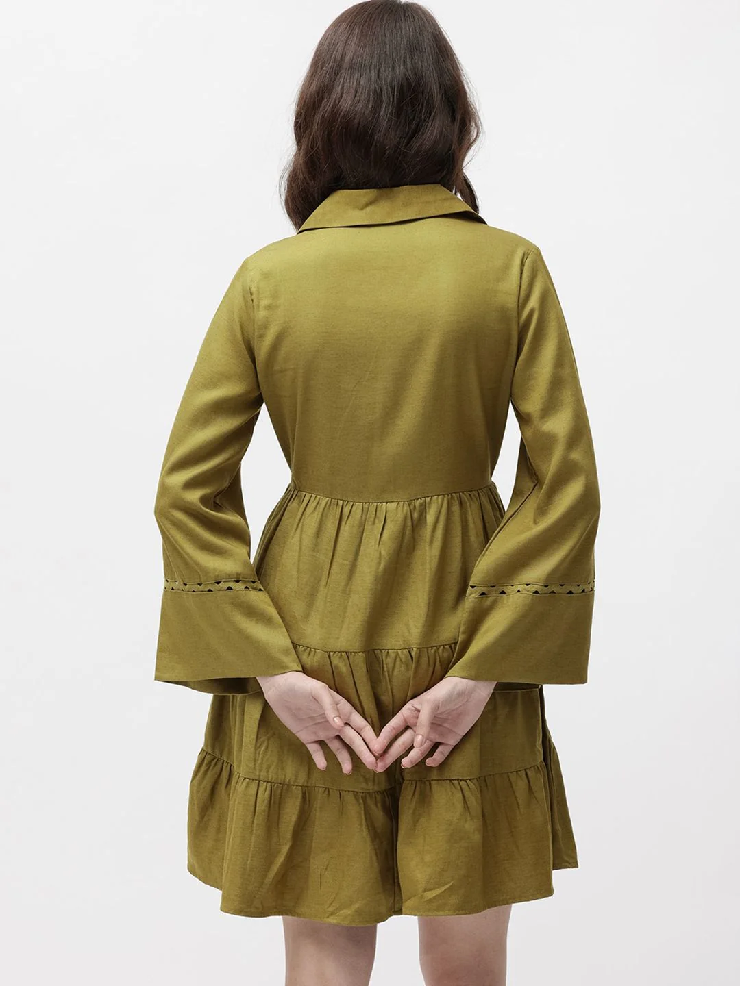RAREISM Shirt Collar Cotton A-Line Dress - Image 6
