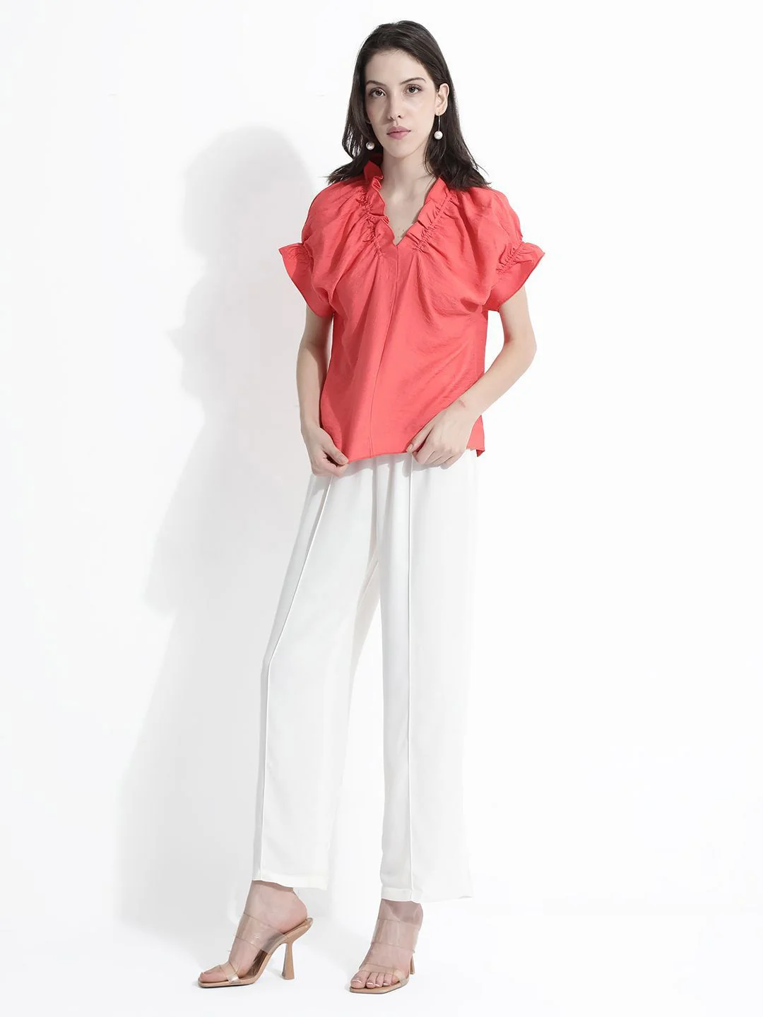 RAREISM Solid V-Neck Extended Sleeves Top - Image 6