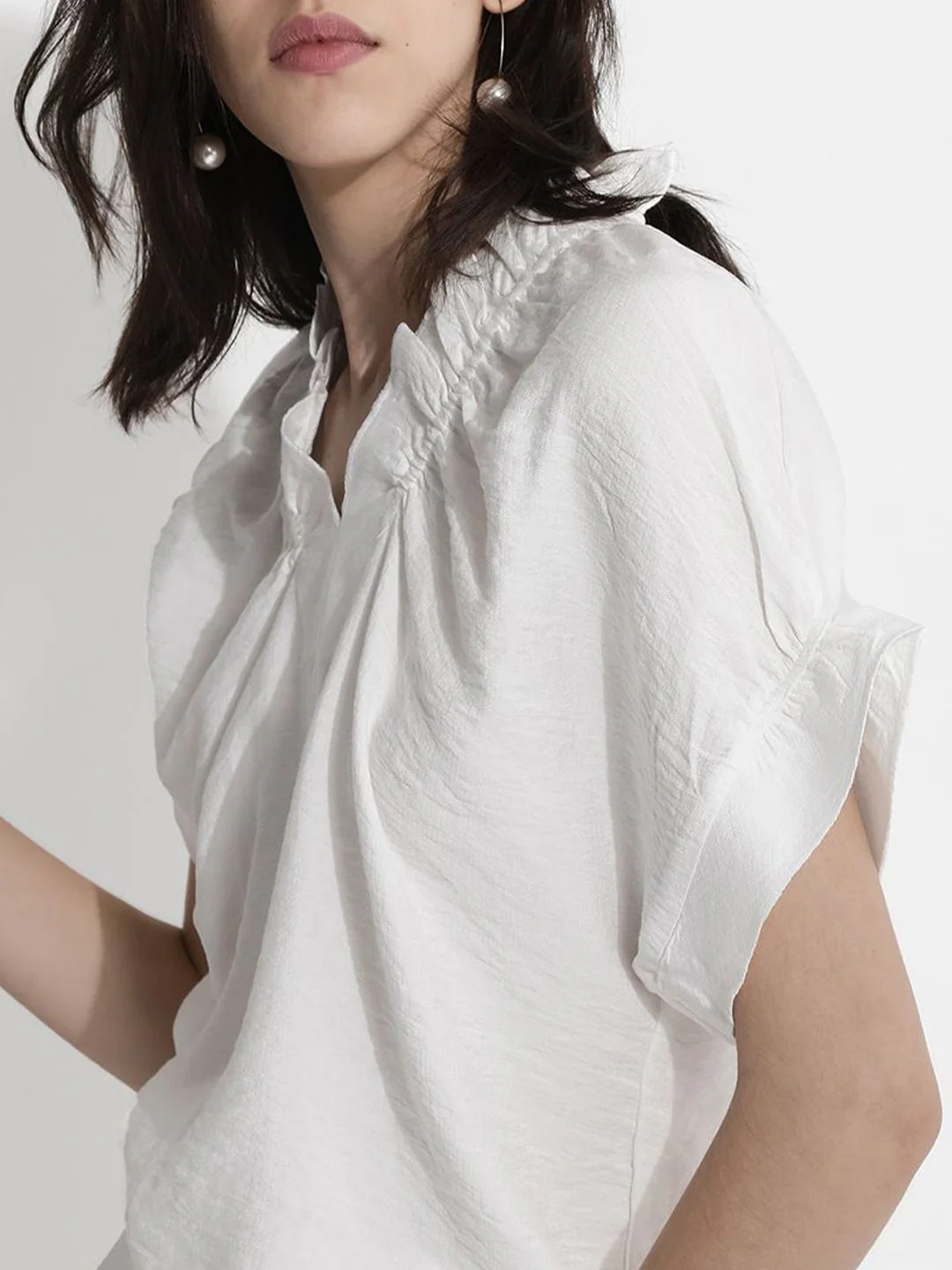 RAREISM Solid V-Neck Extended Sleeves Top - Image 2