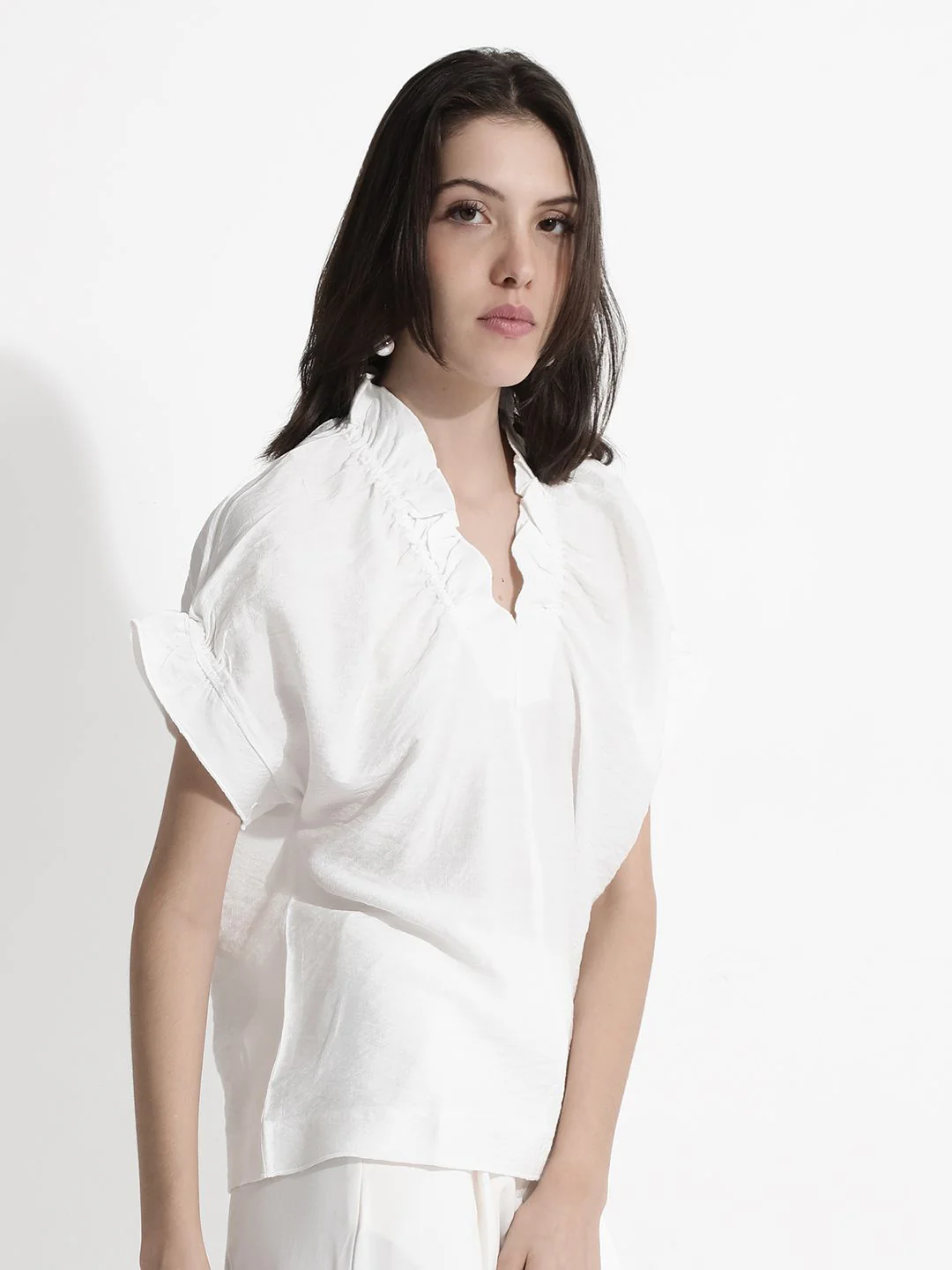 RAREISM Solid V-Neck Extended Sleeves Top - Image 3