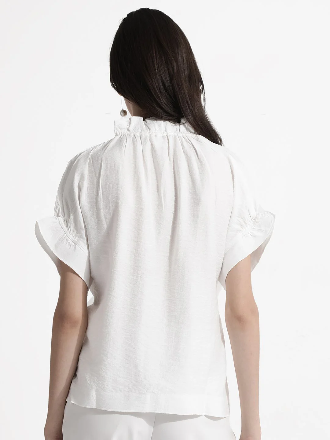 RAREISM Solid V-Neck Extended Sleeves Top - Image 4